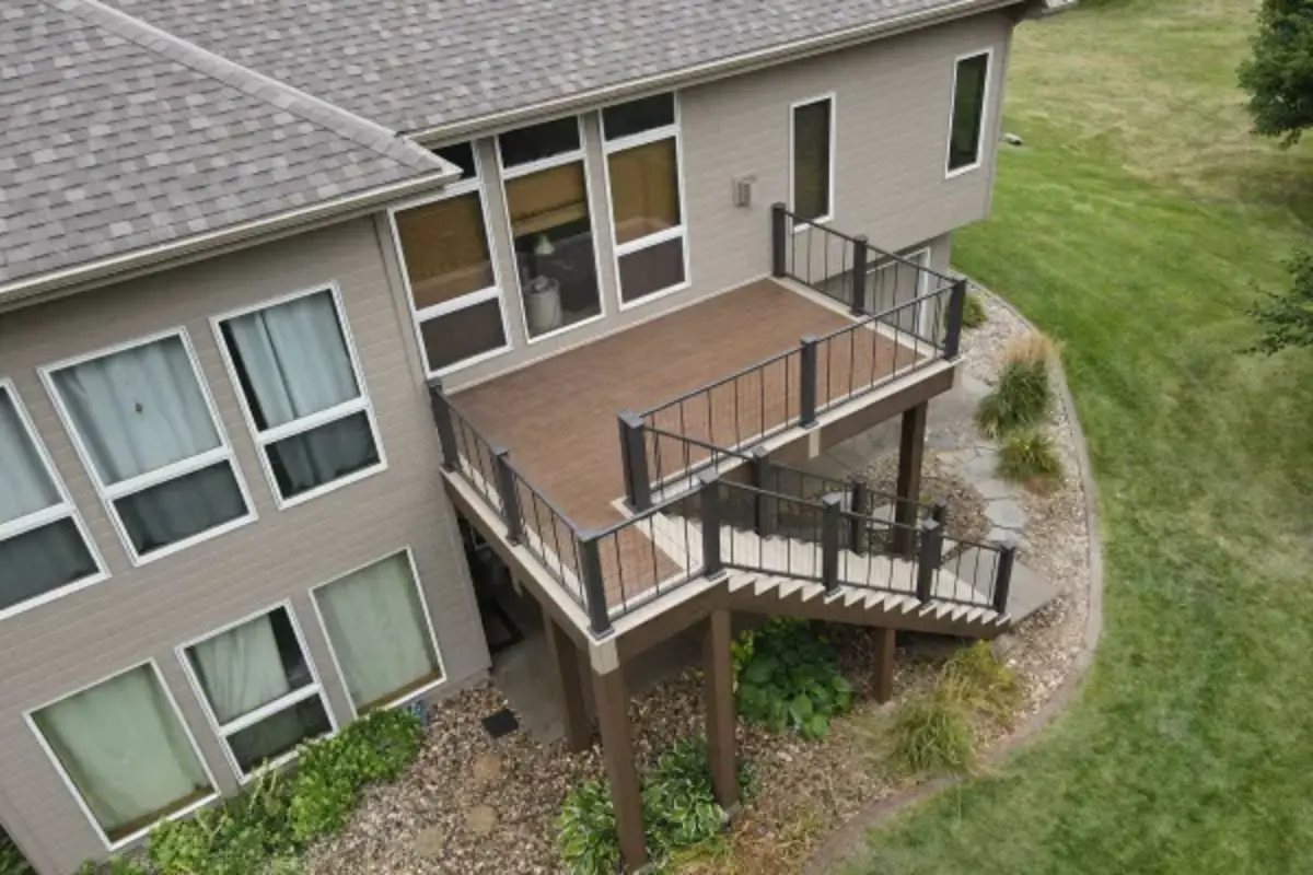Trex and TimberTech composite deck board samples side by side