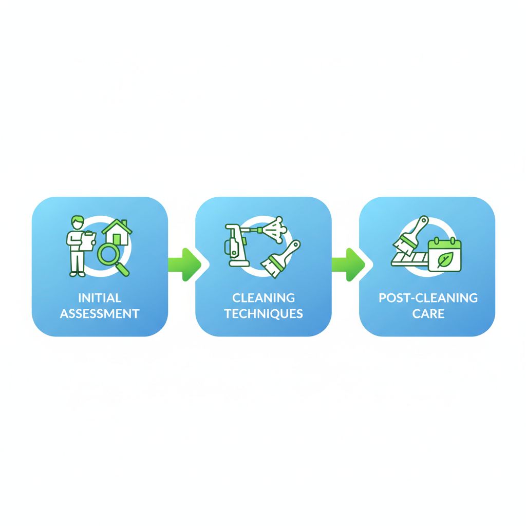 Horizontal process flow illustrating three stages of professional deck cleaning